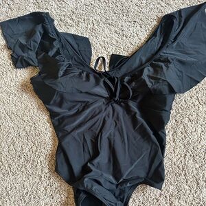 Black Ruffled PLUS SIZE One Piece